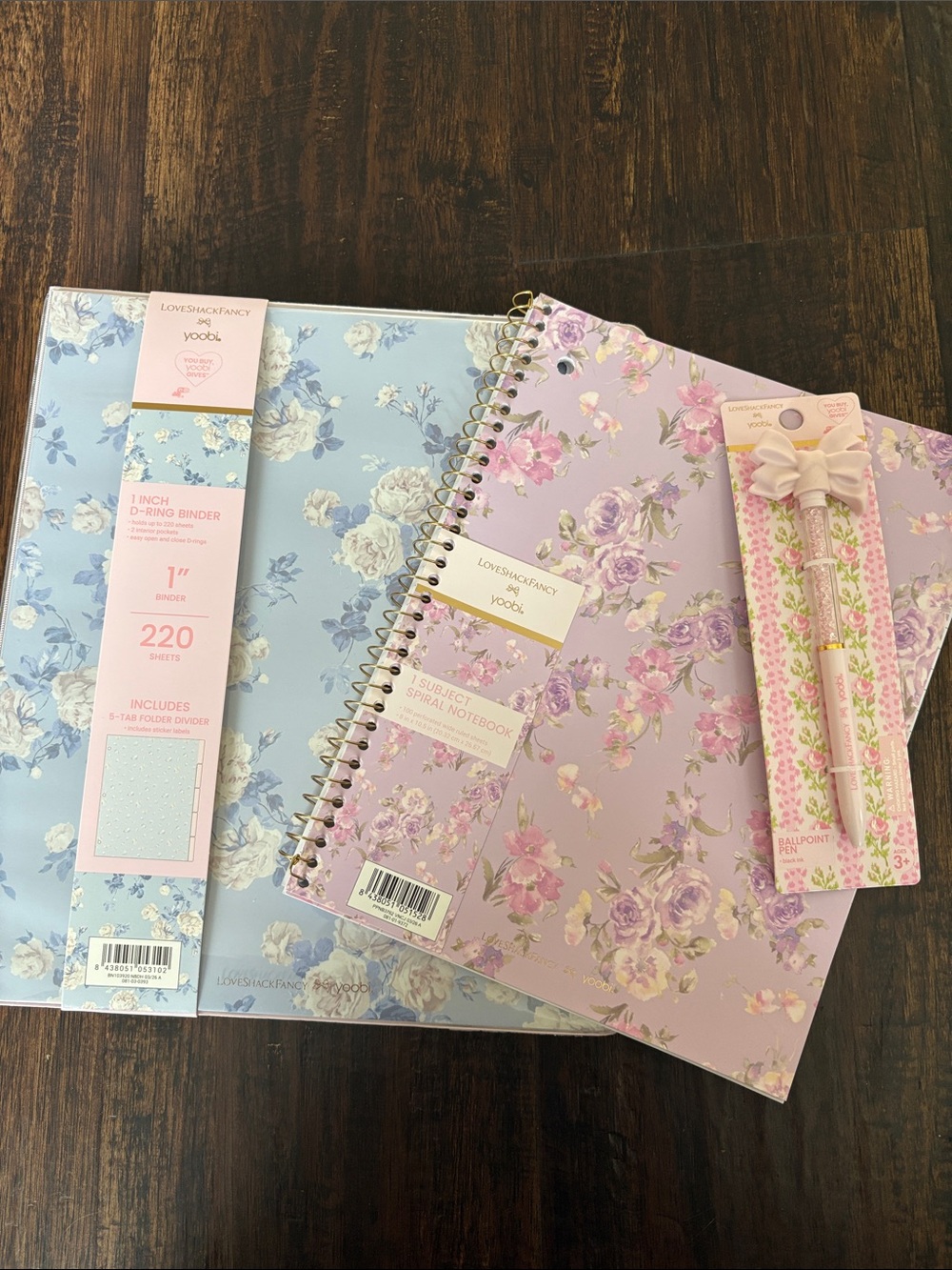 Floral Spiral Notebook & Binder Set - Pastel Pink & Blue Love Shack Fancy set